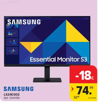 Offre: SAMSUNG Essential Monitor S3