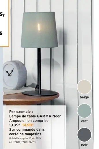 Offre: Lampe de table GAMMA Noor
