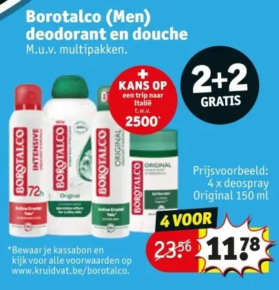 Promotie: Borotalco (Men) deodorant en douche