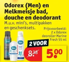 Aanbieding: Odorex (Men) en Melkmeisje bad, douche en deo