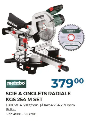Offre: Scie a onglets radiale kgs 254 m set