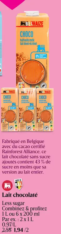 Offre: Lait Chocolaté | Moind De Sucre