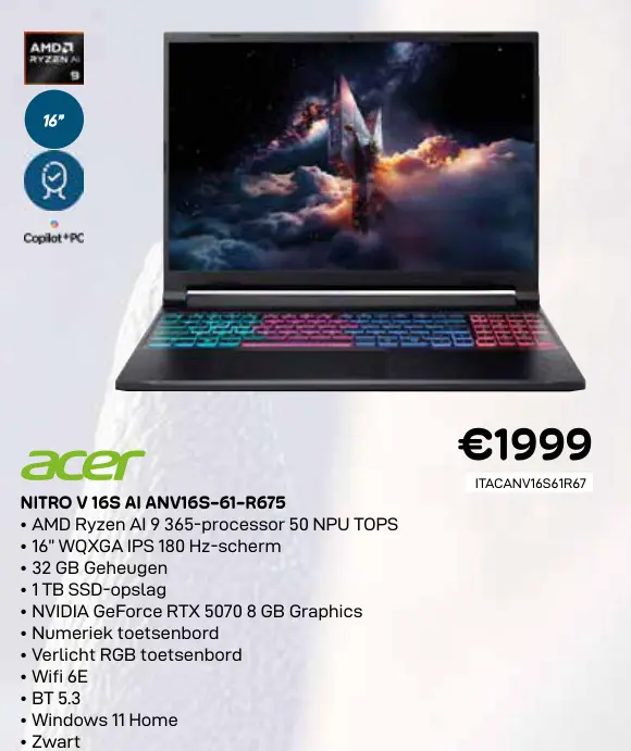 Promotie: Nitro v 16s ai anv16s-61-r675