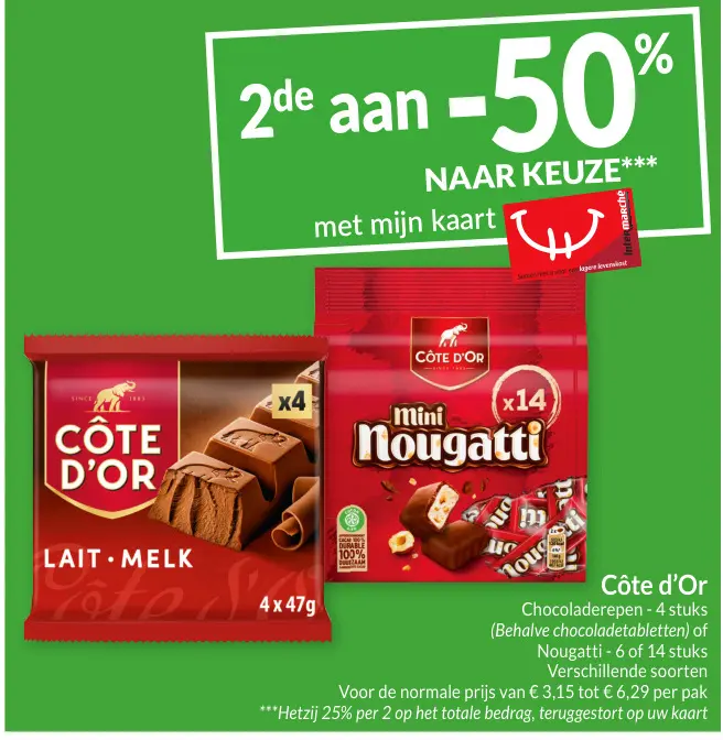 Promotie: Côte d'Or Chocoladerepen of Nougatti