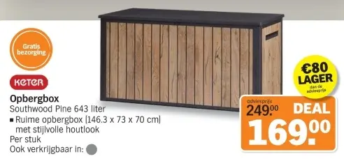 Aanbieding: Opbergbox Southwood Pine 643 liter