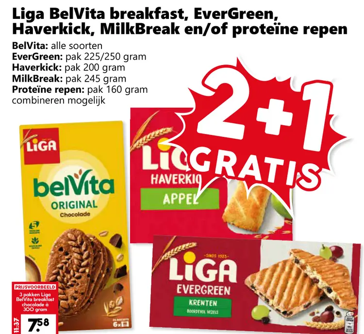 Aanbieding: BelVita breakfast, EverGreen, Haverkic, MilkB