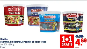 Aanbieding: Haribo starmix, kindermix, dropmix of color-r