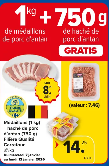 Offre: Médaillons de porc d'antan + haché de porc d'antan