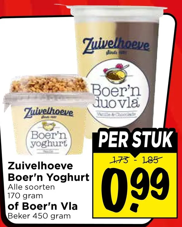 Aanbieding: Boer'n Yoghurt of Boer'n Vla