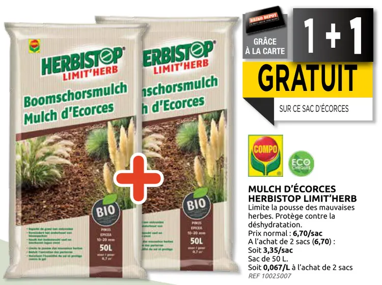 Offre: Mulch d'écorces Herbistop limit'herb