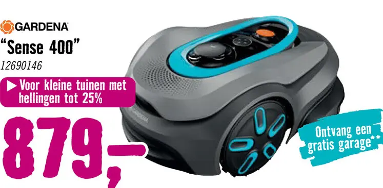 Aanbieding: GARDENA Accu Robotmaaier Sileno Sense 400 m² incl. accu en laadstation **gratis garage**