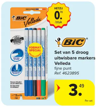 Promotie: Set van 5 droog uitwisbare markers Velleda