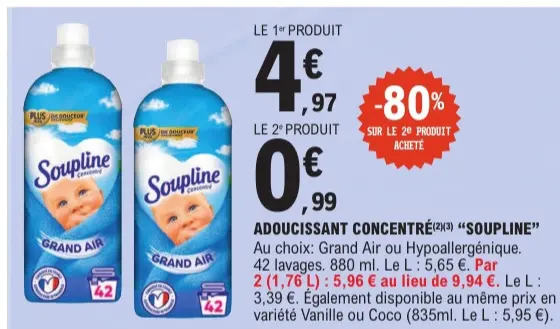 Offre: Adoucissant concentré "Soupline"