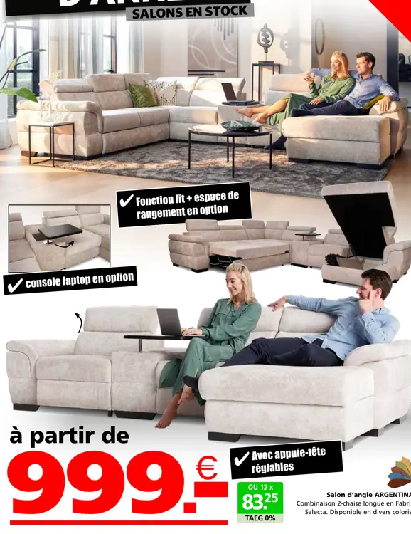Offre: Salon d'angle ARGENTINA