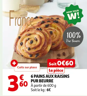 Promotie: Pains aux raisins pur beurre