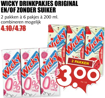 Aanbieding: Drinkpakjes original en/of zonder suiker