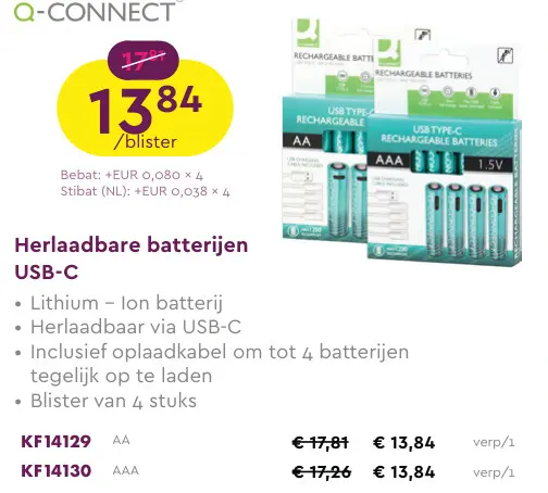 Promotie: Herlaadbare batterijen USB-C