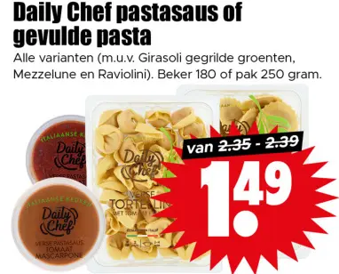 Aanbieding: Daily Chef pastasaus of gevulde pasta