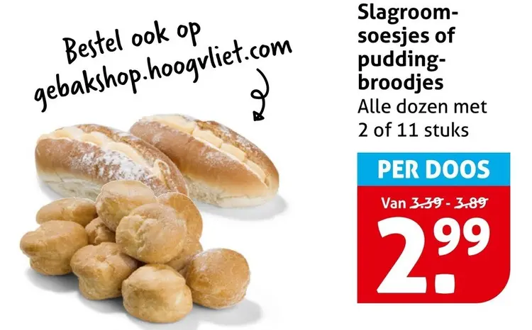 Aanbieding: Slagroomsoesjes of puddingbroodjes