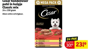 Aanbieding: Cesar hondenvoer paté in kuipje Classic mix