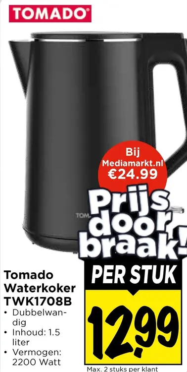 Aanbieding: Tomado Waterkoker TWK1708B