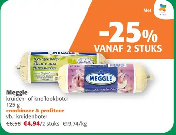 Aanbieding: Meggle kruiden- of knoflookboter