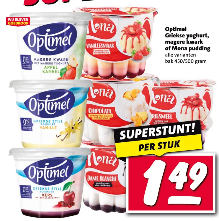 Aanbieding: Griekse yoghurt, magere kwark of Mona pudding