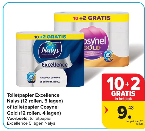 Offre: Nalys Excellence ou Cosynel Gold Papier toilette