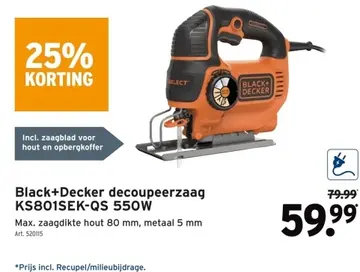 Aanbieding: Black+Decker decoupeerzaag KS801SEK-QS 550W