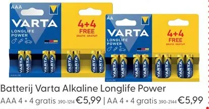 Aanbieding: Batterij Varta Alkaline Longlife Power