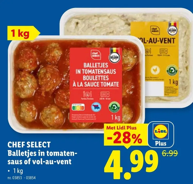 Promotie: Balletjes in tomatensaus of vol-au-vent