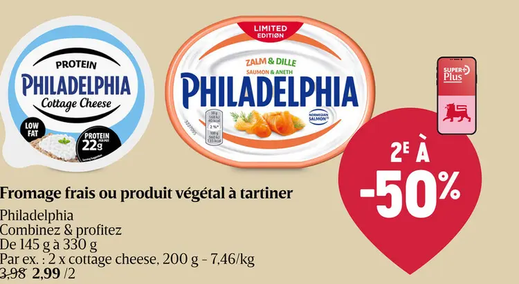 Offre: Fromage frais ou produit végétal à tartiner