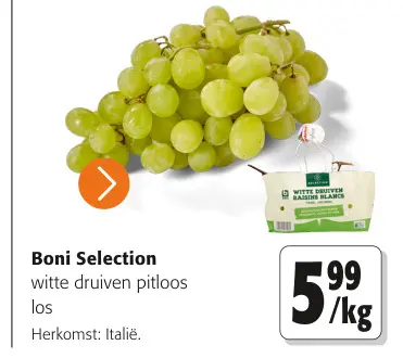 Promotie: witte druiven pitloos los