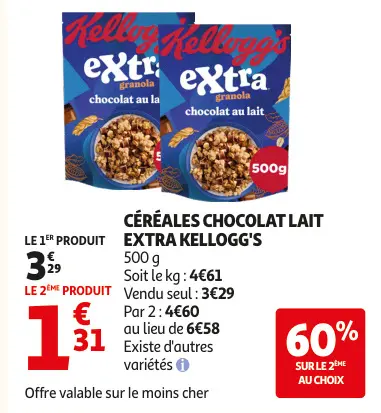 Offre: Céréales chocolat lait extra
