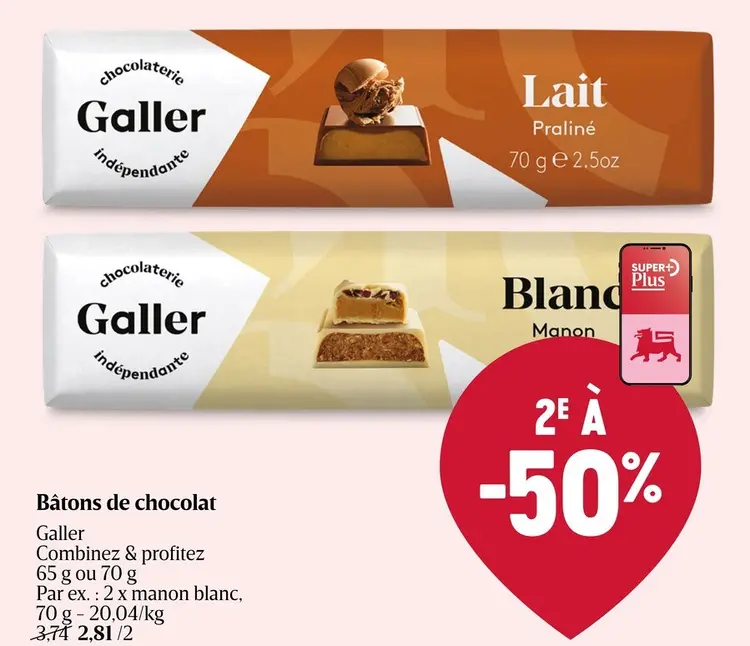 Offre: Bâtons de chocolat