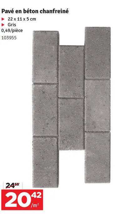 Offre: Pavé en béton chanfreiné
