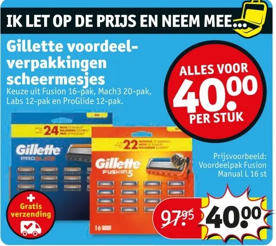 Aanbieding: Gillette voordeelverpakkingen scheermesjes