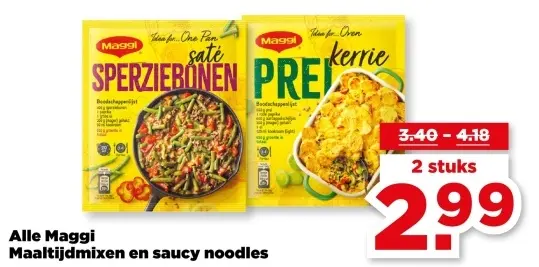 Aanbieding: Maaltijdmixen en saucy noodles