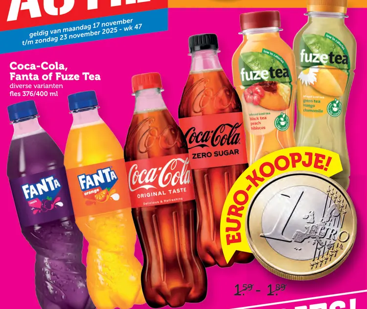 Aanbieding: Coca-Cola, Fanta of Fuze Tea