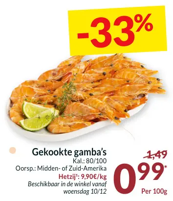 Promotie: Gekookte gamba's