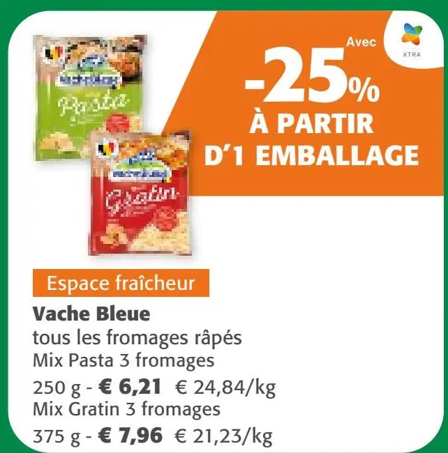 Offre: tous les fromages râpés Mix Pasta 3 fromages
