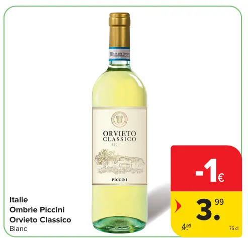 Offre: Italie Ombrie Piccini Orvieto Classico Blanc