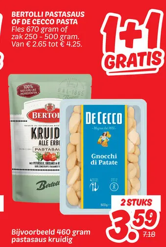 Aanbieding: Bertolli Pastasaus of De Cecco Pasta