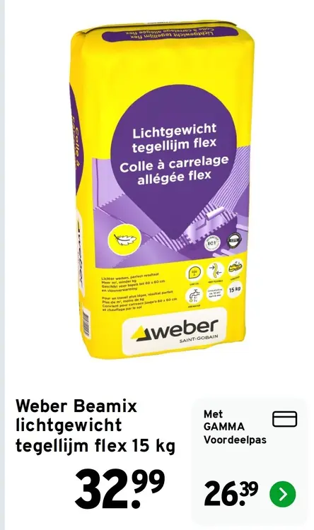 Aanbieding: Weber Beamix lichtgewicht tegellijm flex