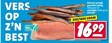 Aanbieding: Klooster pondje gerookte paling of zalmzijde