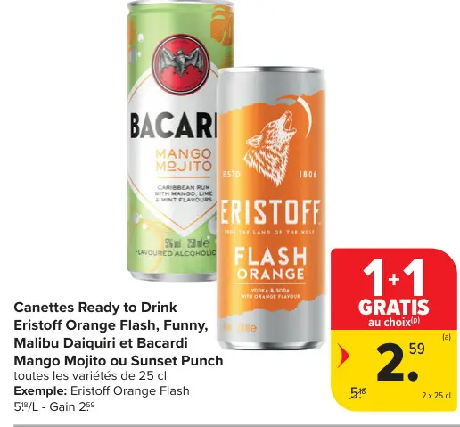 Offre: Canettes Ready to Drink Eristoff Orange Flash