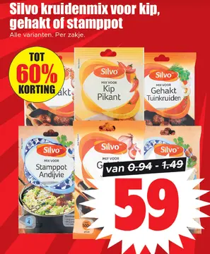 Aanbieding: Silvo kruidenmix voor kip, gehakt of stamppot