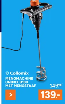 Aanbieding: Mengmachine unimix u130 met mengstaaf