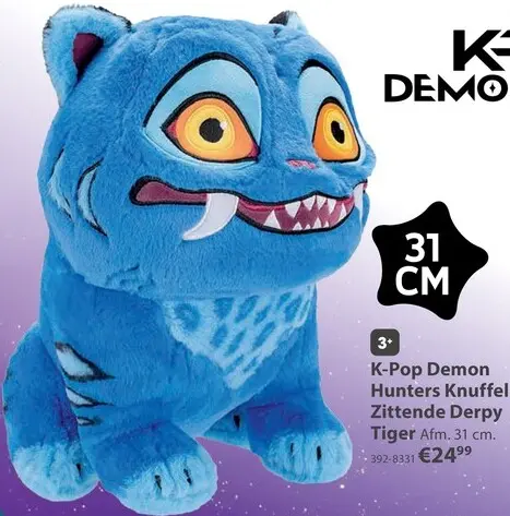 Aanbieding: Netflix K-Pop Demon Hunters Knuffel Zittende Derpy Tiger