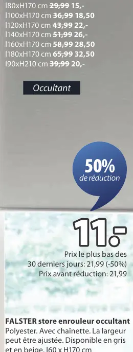 Offre: FALSTER store enrouleur occultant